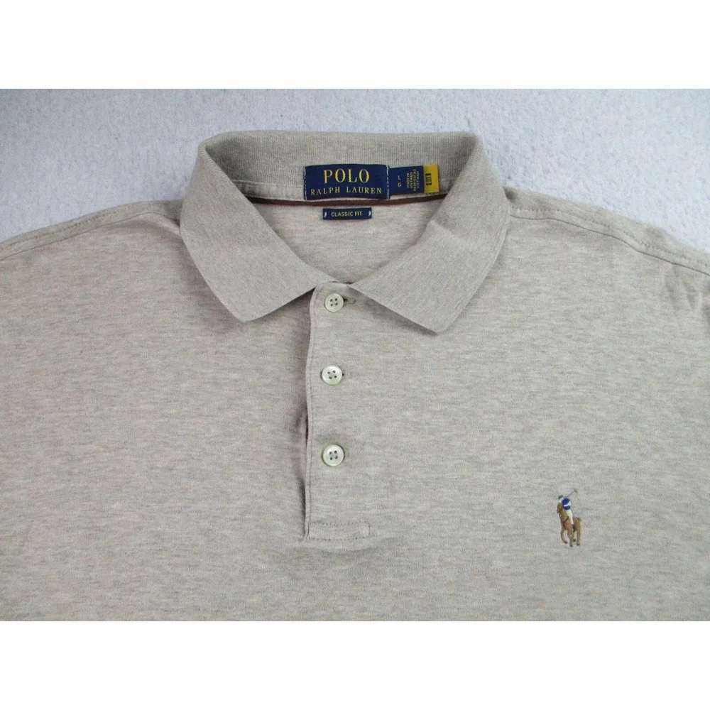 Polo Ralph Lauren Shirt Mens XL Classic Fit Beige Long Sleeve Pony Logo‎ Casual